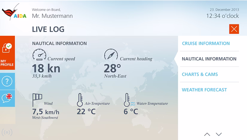 AIDA Bordportal Livelog AIDA Bordportal Livelog