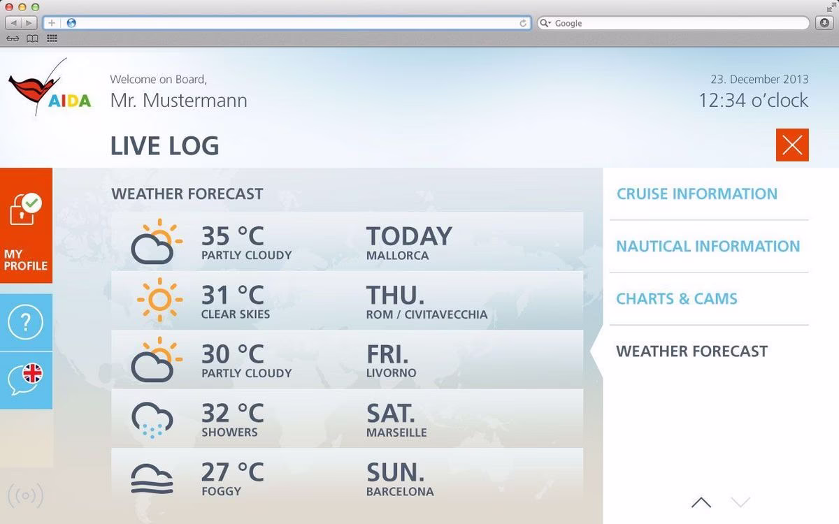 AIDA Bordportal Wetter AIDA Bordportal Wetter