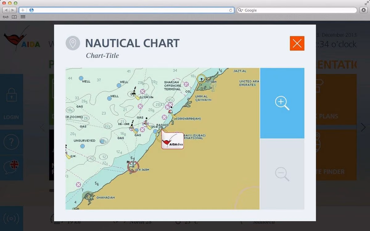 AIDA Bordportal Nautic Chart