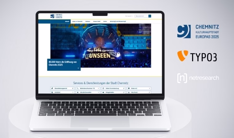 Netresearch Case Study TYPO3 Migration: Screenshot Startseite Website Stadt Chemnitz