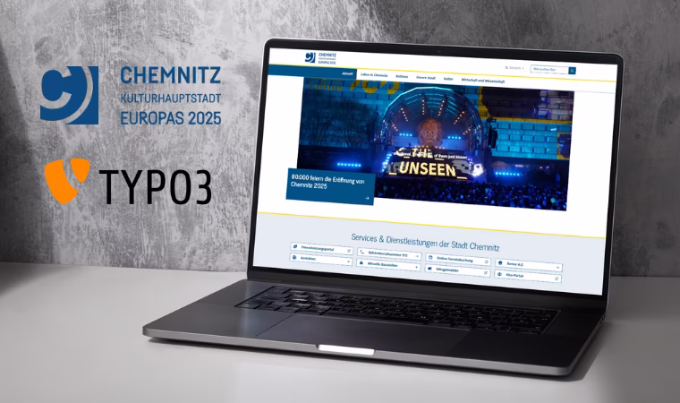 Netresearch Case Study TYPO3 Migration: Screenshot Startseite Website Stadt Chemnitz
