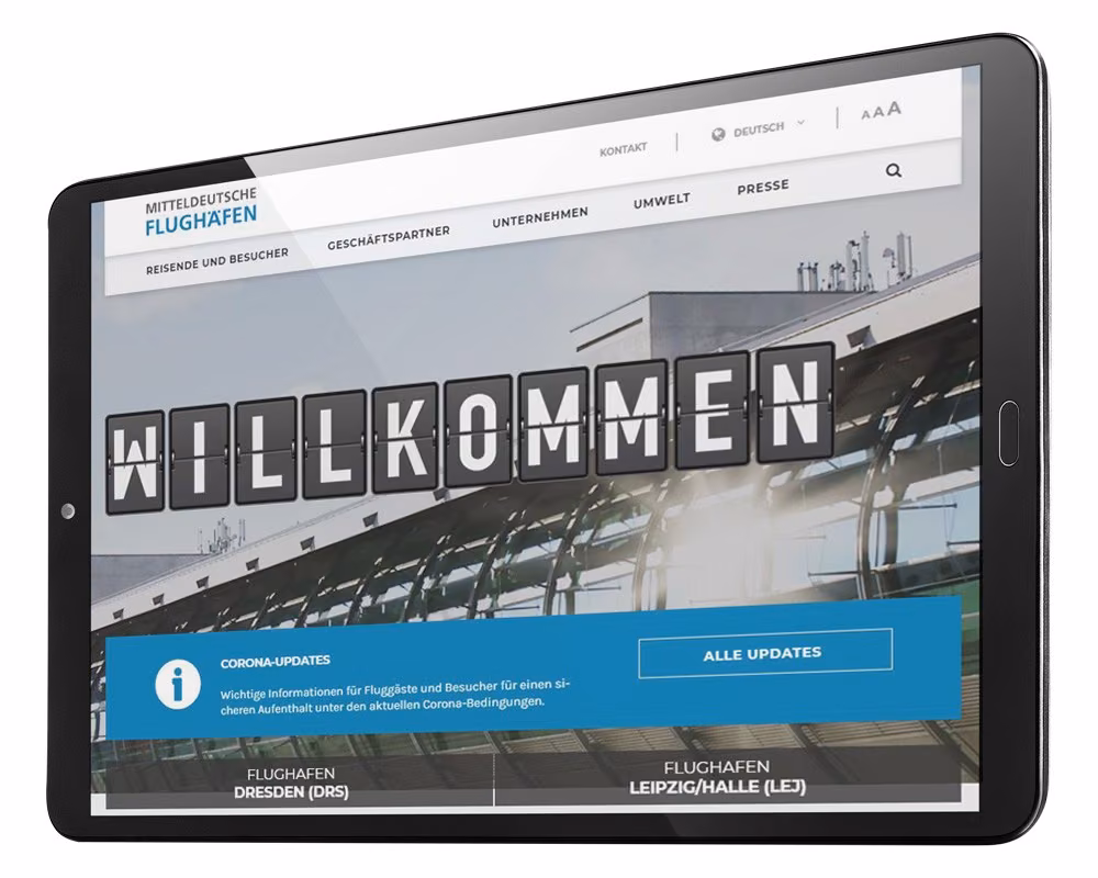 Website Mitteldeutsche Flughafen AG