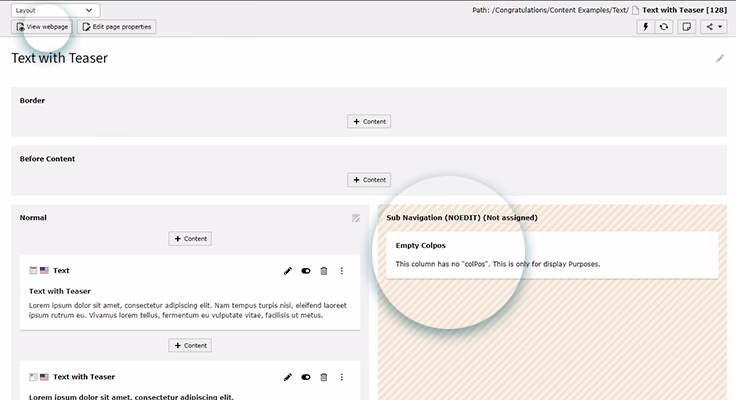 TYPO3 v12 LTS: Content Page