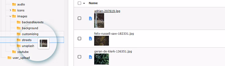 TYPO3 v12 LTS: filelist drag & drop