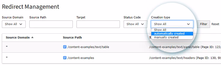 TYPO3 v12 LTS: Redirects Filter