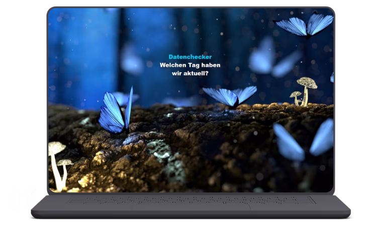 Screenshot der Website der Schülerpraktikanten - Funktion Datumsanzeige in Aktion